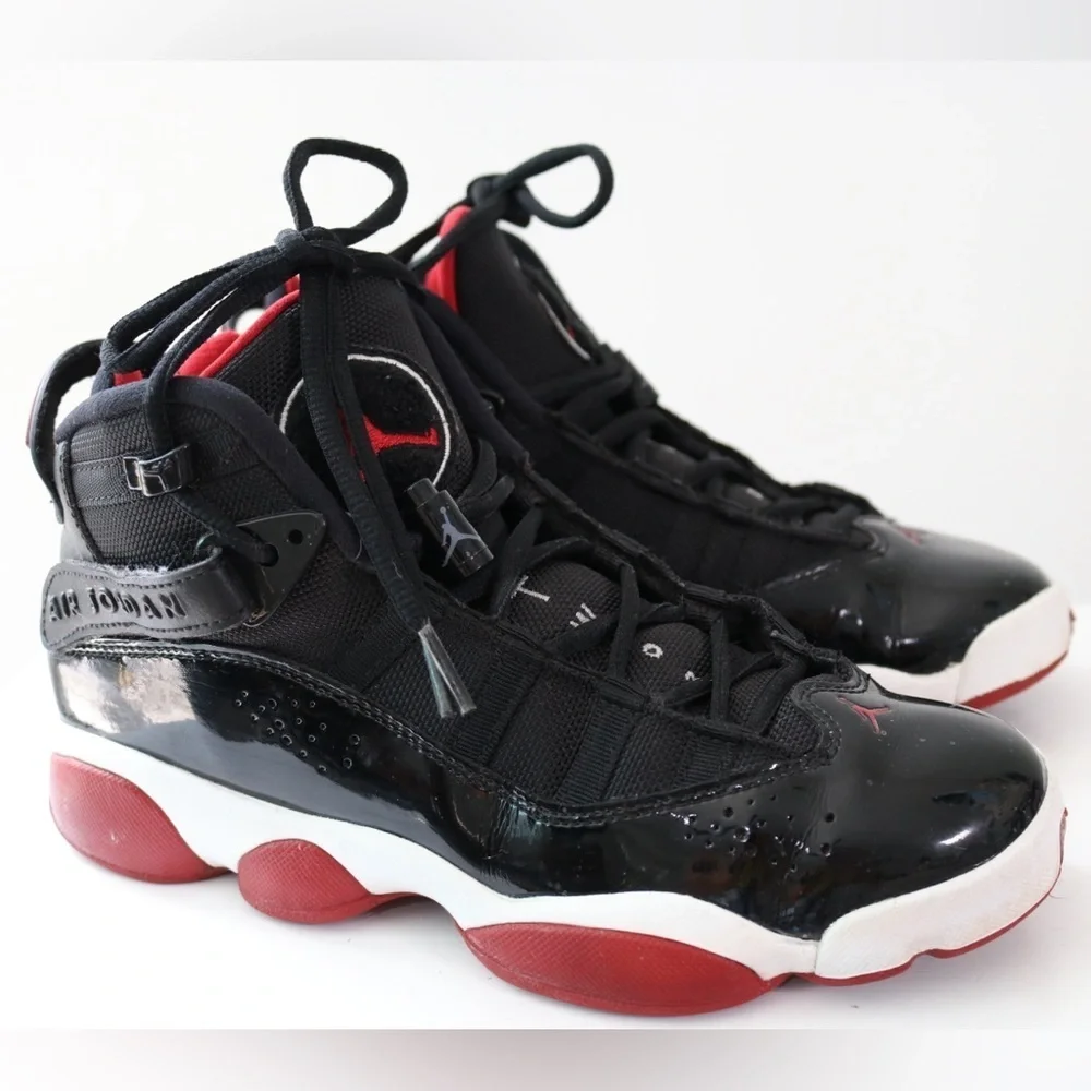 Nike Air Jordan 6 Rings GS BRED PLAYOFF BLACK RED 323419-062 Youth 6Y Womens 7.5